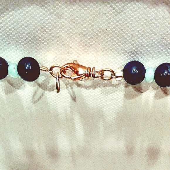 Natural Lapis, Chrysoprase,14KGF Necklace. 19" - Picture 3 of 4